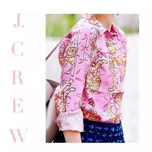 J CREW COLLECTION DRAKE Shirt Pink Peony Tiger Silk NEW